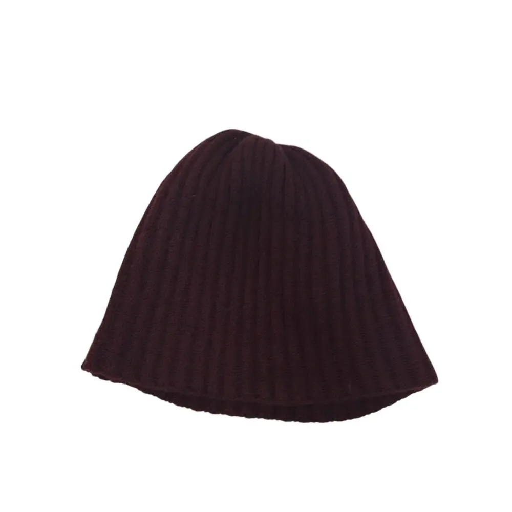 J. Crew Beanie Hat Unisex One Size Burgundy Red 100% Wool Ribbed Knit Cuffed